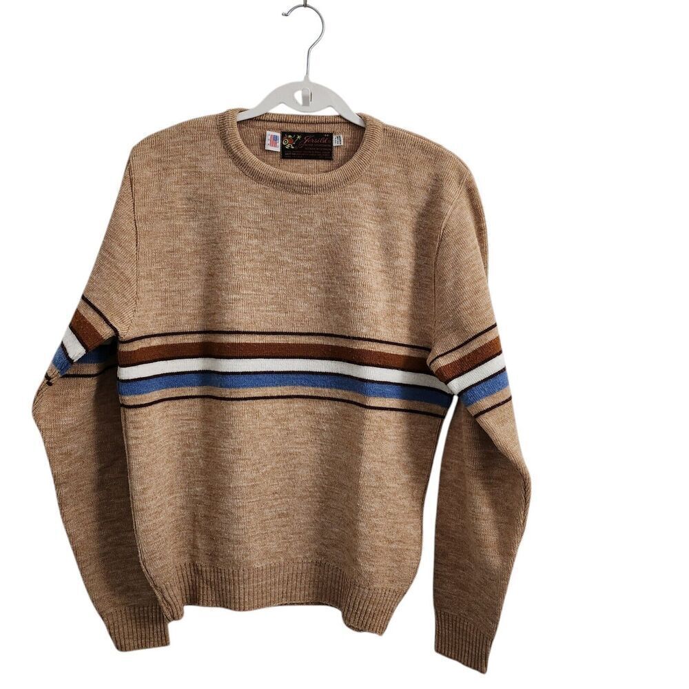 JERSILD Sweater Mens Medium Brown Orlon Wintuk Ski Winter Pullover Vintage